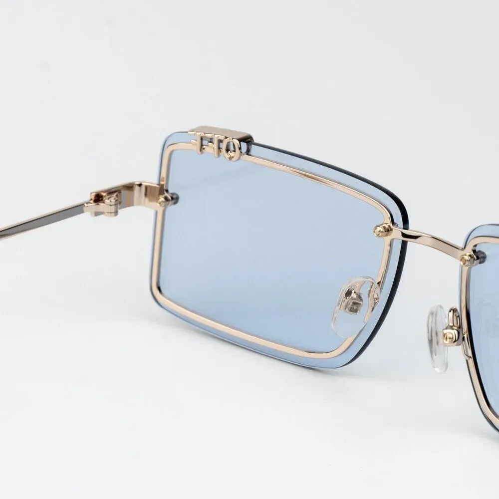SALE!!! Off-White TAMPA Men Sunglasses Gold Blue Rectangular OERI13N TAMPA 7640